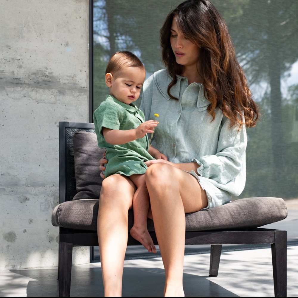 NWT Green linen Kids One Piece romper